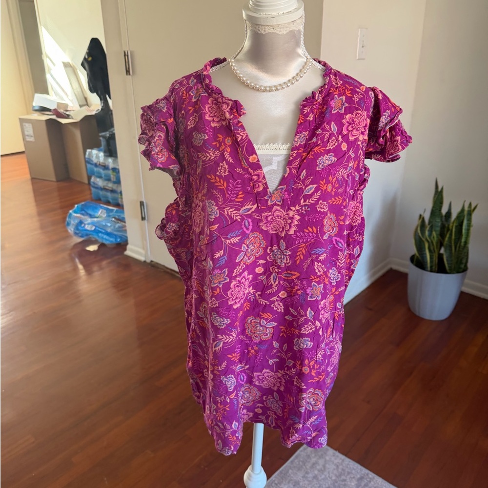 1. State Magenta Floral Blouse